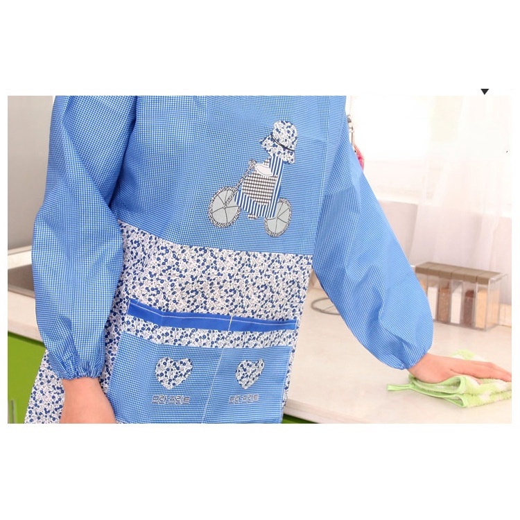 Tạp dề tay dài chống thấm nước họa tiết dễ thương phong cách Hàn Quốc kích thước 90*100cm