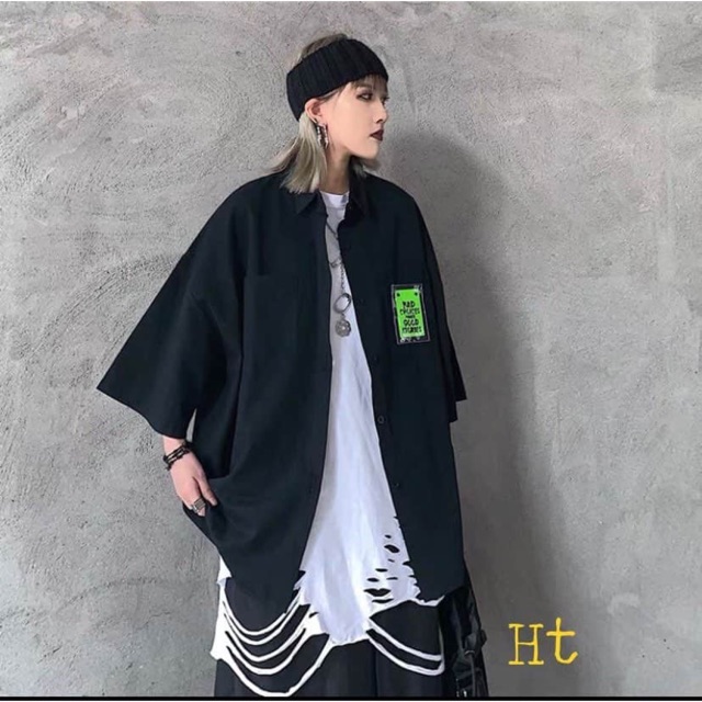 Sơ mi ngực xanh Chất thô đũi H2D657