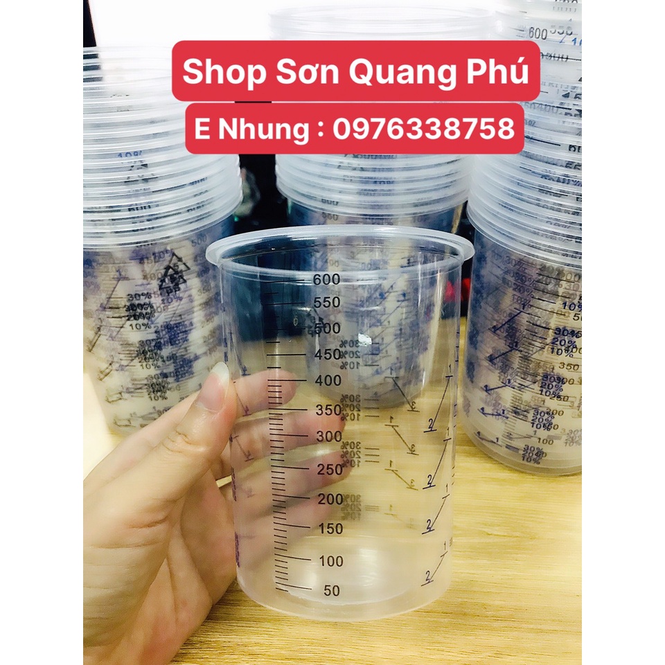 Cốc pha sơn đo lường tỉ lệ sơn ôtô xe máy 600ml