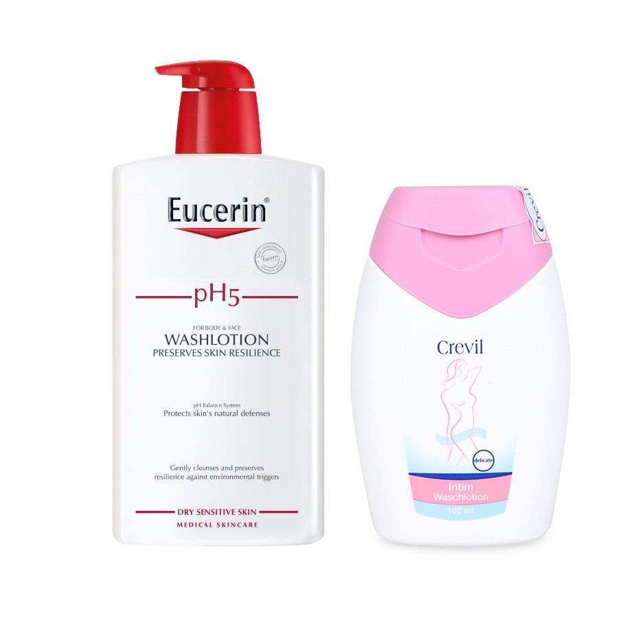 [Tặng xịt khoáng] Sữa tắm dạng gel pH5, cho da nhạy cảm (có mùi) Eucerin pH5 Washlotion 1000ml