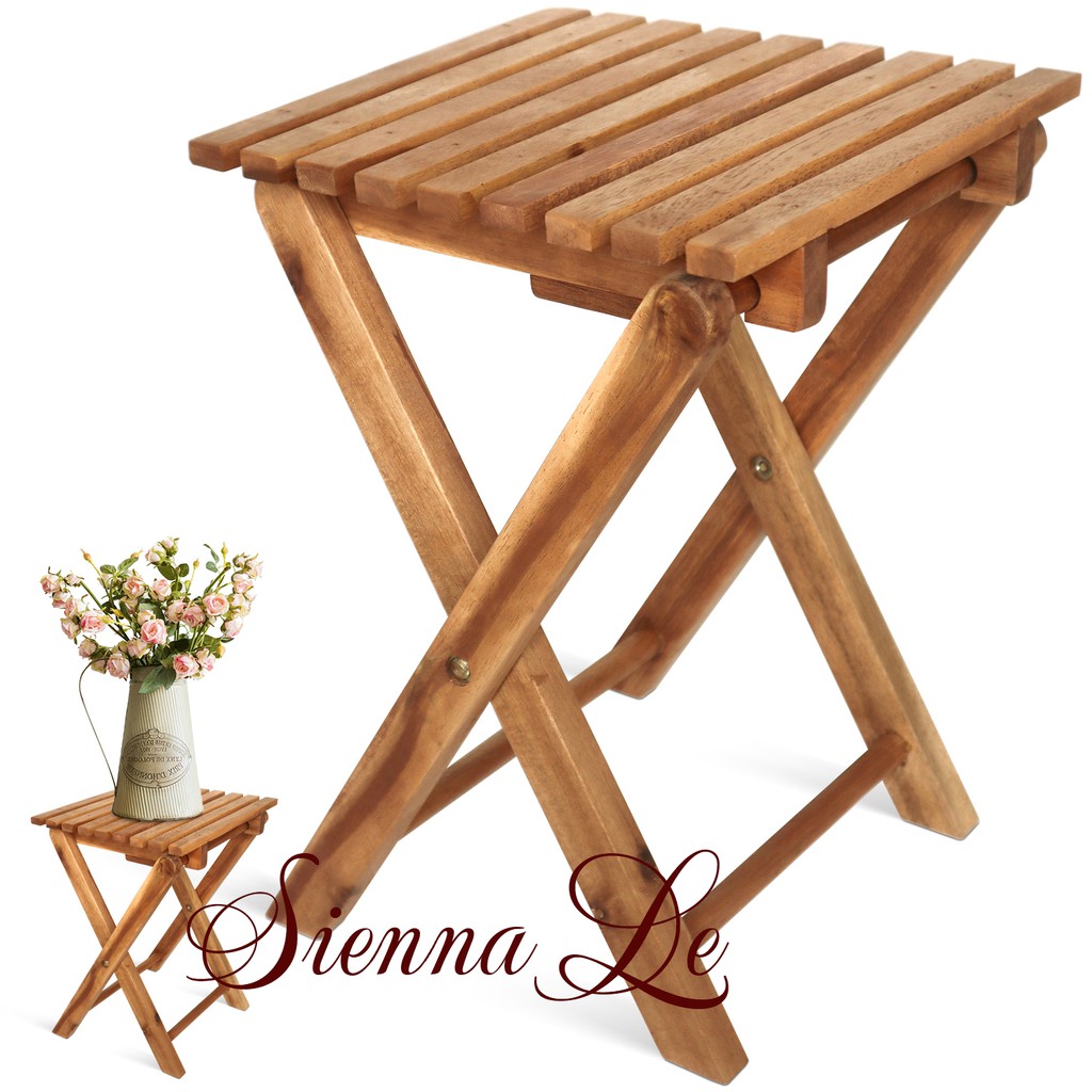 Sienna Le Đôn Gỗ Tràm Nhỏ, Bàn Vuông Dã Ngoại Gấp Gọn Có Chốt Khóa, Bàn Coffee Trà Kê Đầu Giường, Phong Cách Adirondack