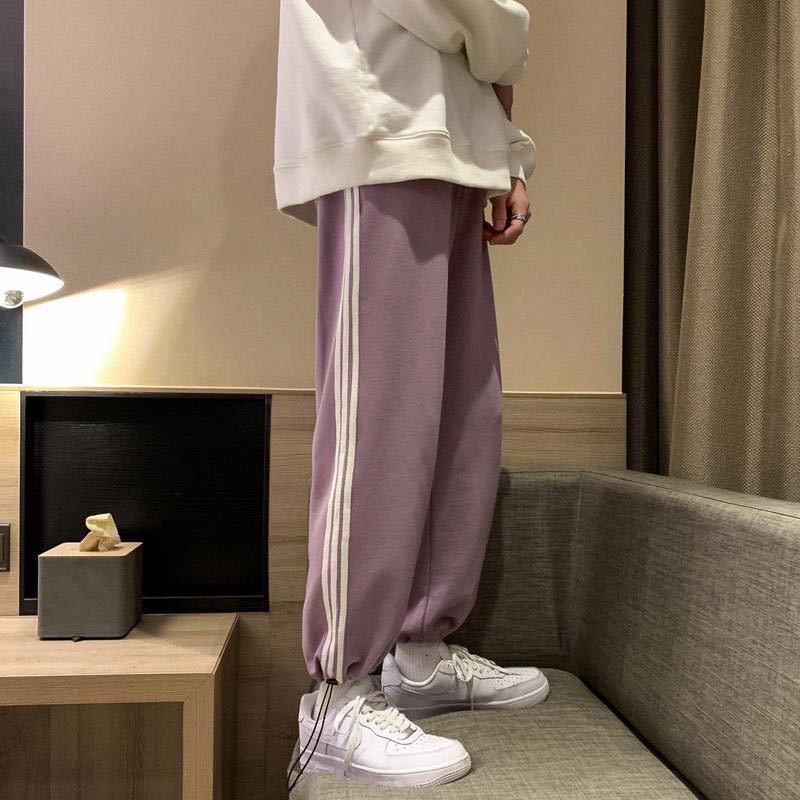 Quần Jogger Unisex Form Dáng Rộng Ống Suông Rộng 3 Sọc Rút Gấu Dáng