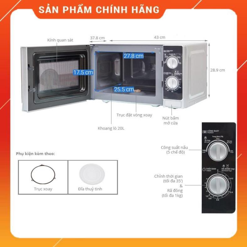 [FreeShip] R-205VN-S | R-203VN-M | Lò vi sóng Sharp cơ không nướng 20 lít 800W (Hàng chính hãng - Bảo hành 1 năm)