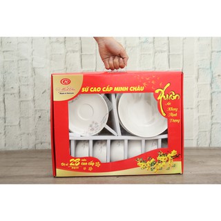 BỘ TÔ CHÉN DĨA SỨ MINH CHÂU 28 MÓN BQ28