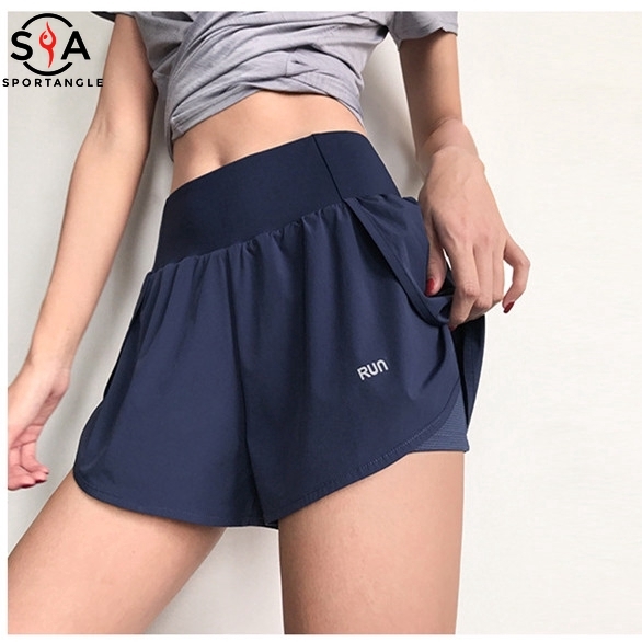 Quần ngắn thể thao có túi dáng rộng khô nhanh thời trang dành cho nữ