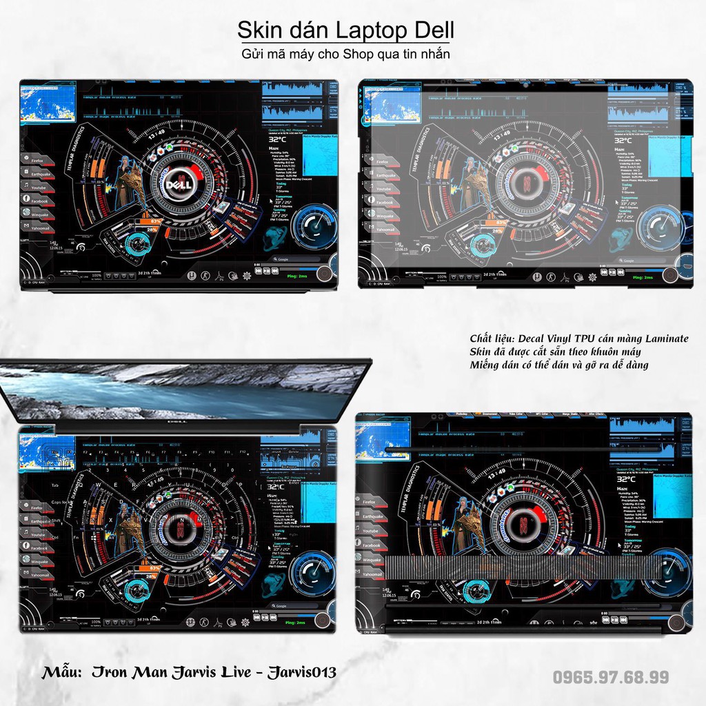 Skin dán Laptop Dell in hình Jarvis (inbox mã máy cho Shop)