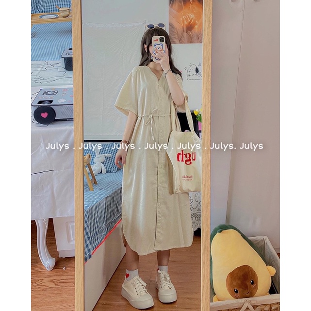 Váy linen suông Hàn 561 (ảnh thật shop chụp kèm video)