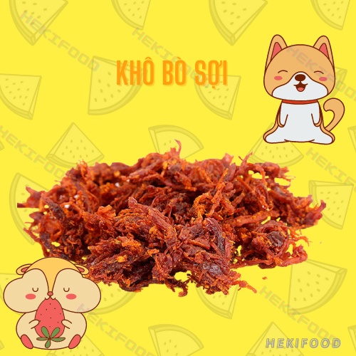 Khô bò sợi dài lá chanh thơm ngon 300g - Ăn vặt Heki | BigBuy360 - bigbuy360.vn