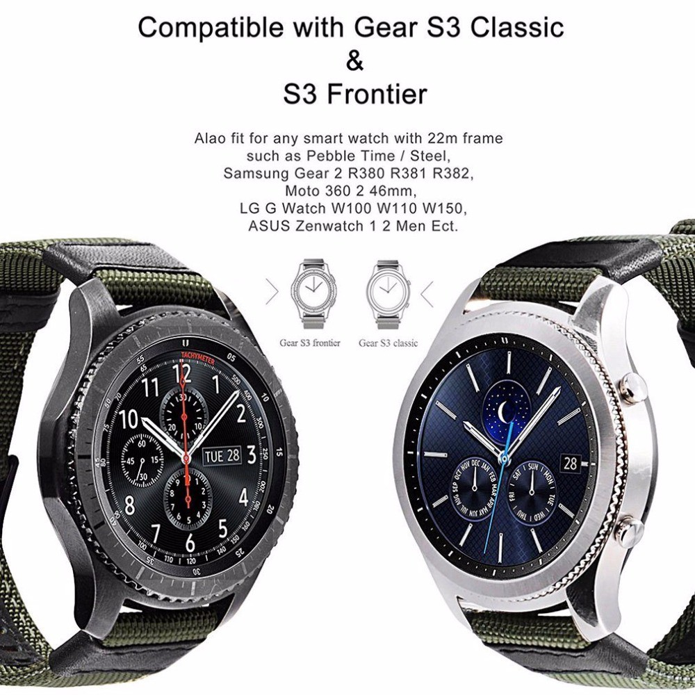 Dây đeo sợi nylon 22mm cho đồng hồ thông minh Samsung Gear S3 Frontier / Classic