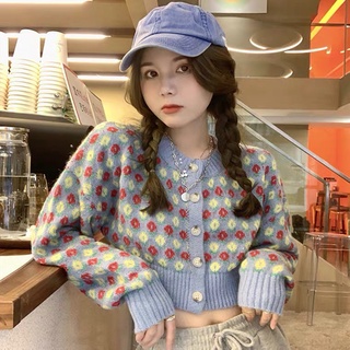 Áo len hoa croptop