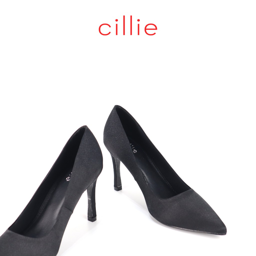 Giày cao gót nữ phối satin sang chảnh mũi nhọn thanh lịch thời trang gót cao 8cm đi tiệc đi làm Cillie 1233