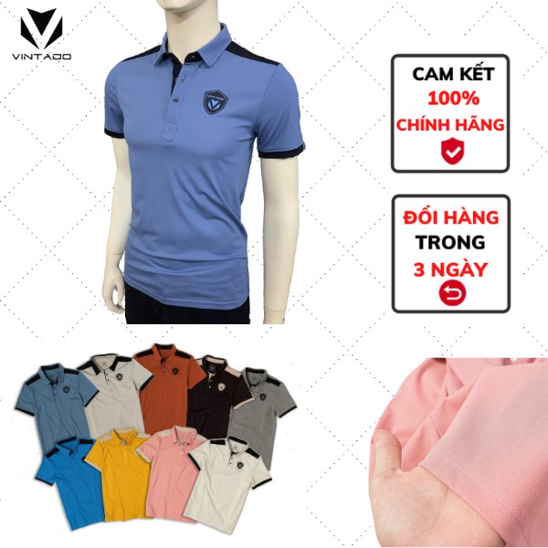 Áo thun nam có cổ polo cao cấp, phối viền vai trẻ trung, lịch lãm VINTADO VPL21668