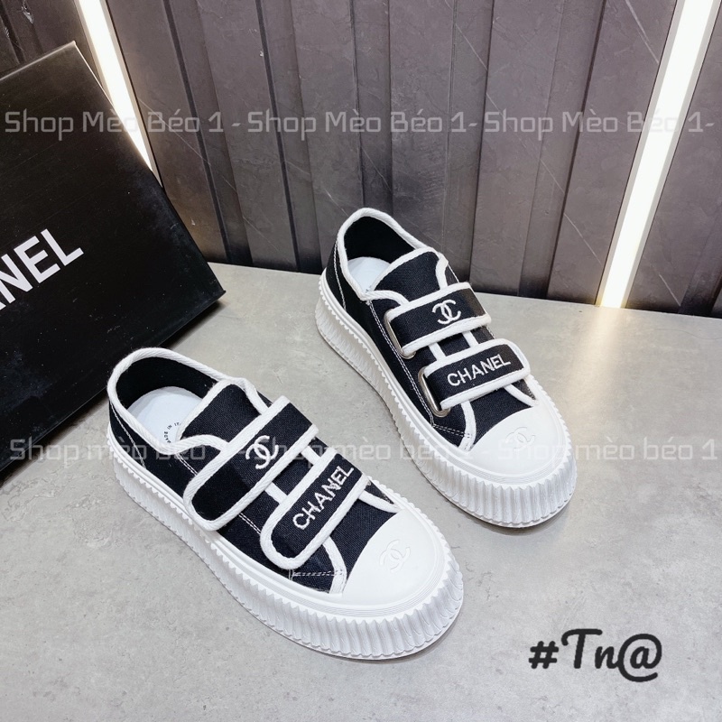 Giày thể thao slip on quai dán viền pha đế cao fullbox