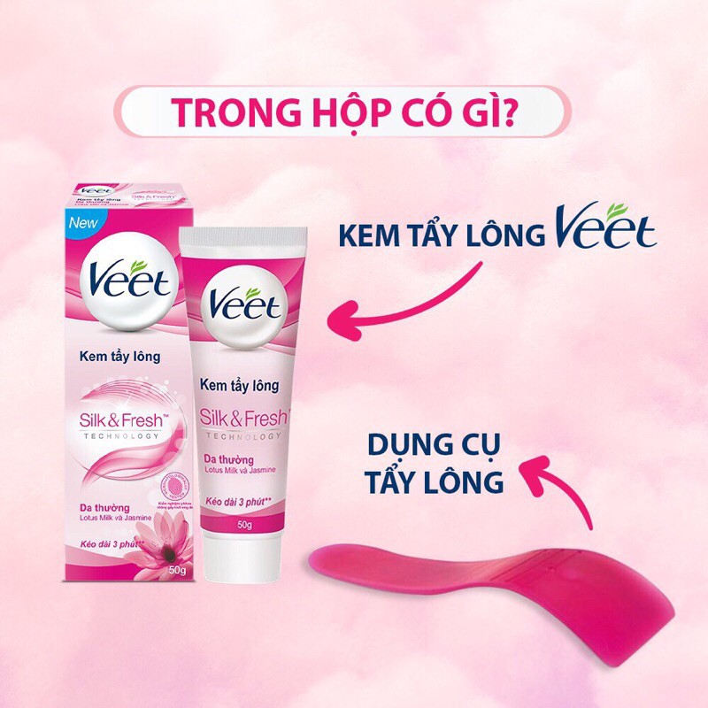 Kem Tẩy Lông VEET Silk &amp; Fresh Tẩy Lông Hiệu Quả Và An Toàn Cho Da 100ML - NEDEVI Chính Hãng