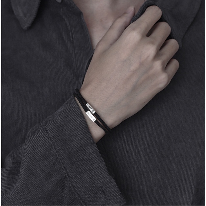 Vòng Tay Nam Lắc Tay Unisex 2 dây kết hợp Clancy Thời Trang Vòng Tay Nam Nữ Basic Màu Đen Chất Liệu Bền Bỉ Kratos