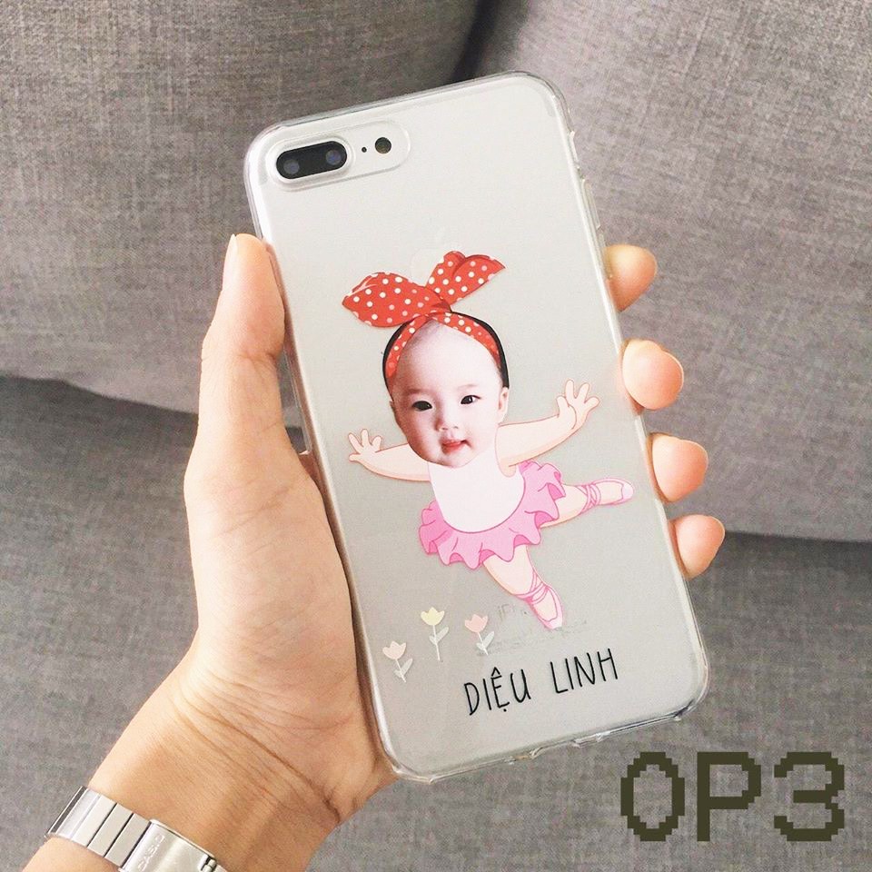 Ốp lưng thiết kế ghép hình Chibi đáng yêu kèm in tên theo yêu cầu hỗ trợ tất cả dòng máy - Đậu Case