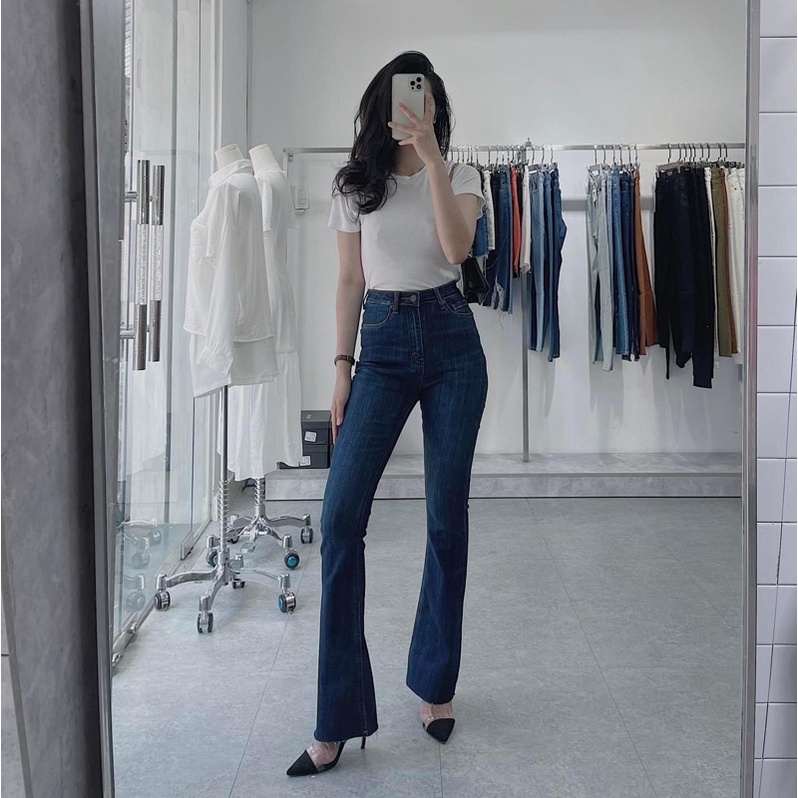 JEANS DÀI ỐNG LOE LƯNG CAO