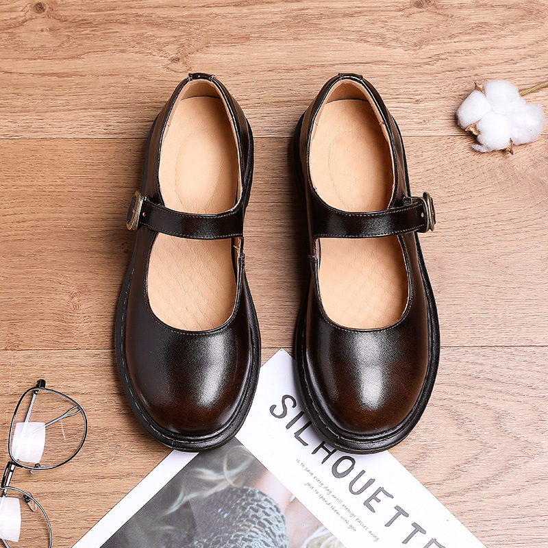 Giày Nữ Lolita Retro Vòng Giày Mary Jane Của Phụ Nữ Giày Da Dày Của Phụ Nữ Nhật Bản Nữ Giày Da | BigBuy360 - bigbuy360.vn