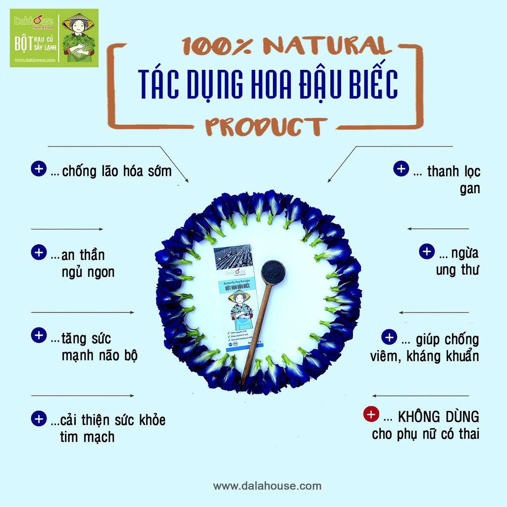 Bột hoa đậu biếc chế biến từ nguyên liệu tươi ngon, đảm bảo chất lượng, tốt cho sức khỏe | BigBuy360 - bigbuy360.vn