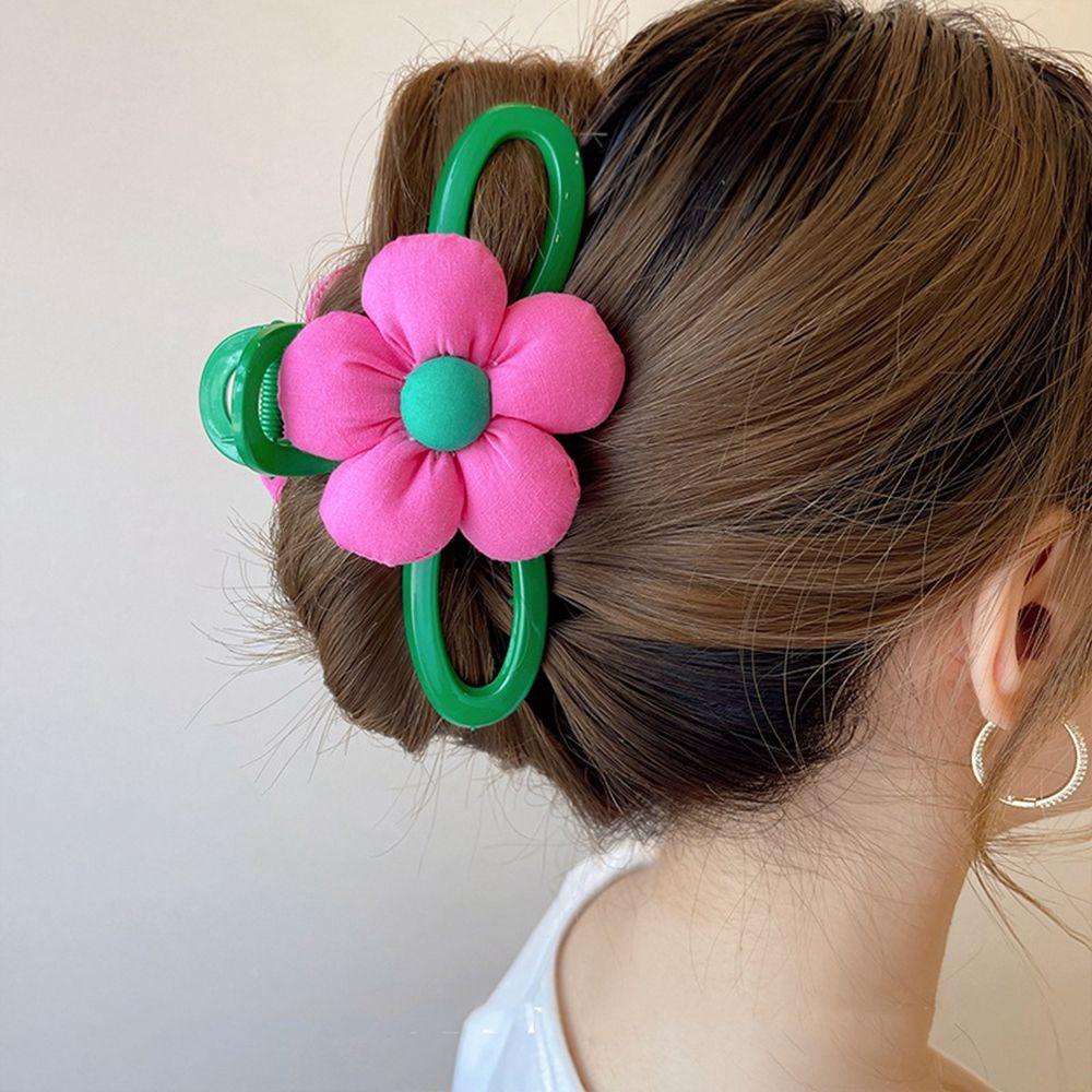 Kẹp Tóc Càng Cua Bằng Vải Họa Tiết Hình Học Màu Xanh Lá Cây Ngọt Ngào Sáng Tạo Dành Cho Bạn Nữ Bernard