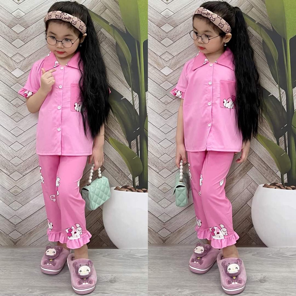 đồ bộ pijama lụa hàn cho bé siêu dể thương