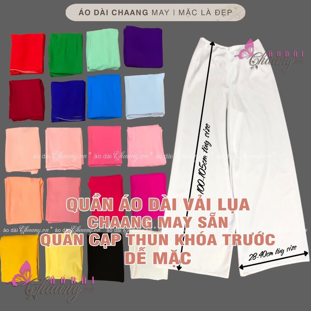 Áo dài XANH MIN thiết kế cổ vuông, tay bồng lỡ, chất vải lụa tây thi mềm mịn 2 tà