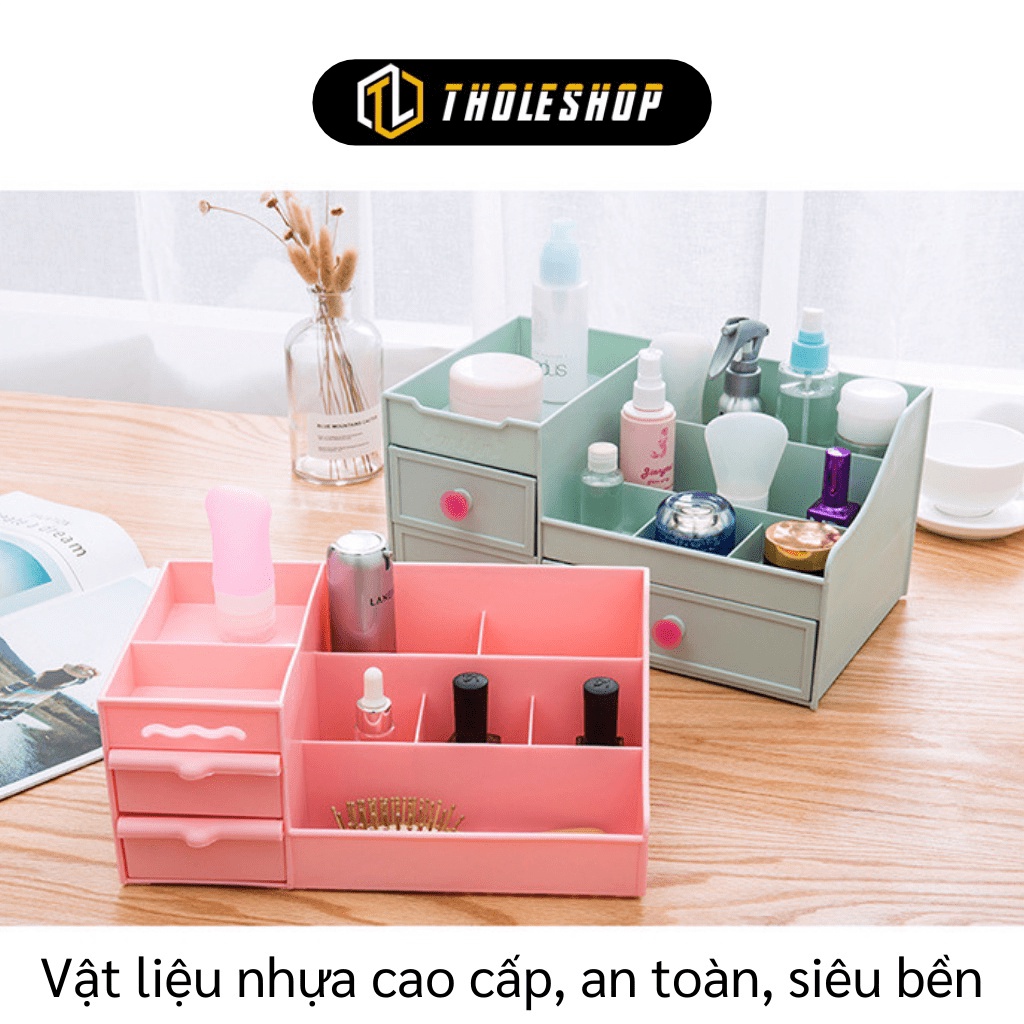 Kệ Đựng Mỹ Phẩm GIGAHOME Khay Nhựa Để Đồ Trang Điểm 3 Tầng, 2 Ngăn Kéo, Nhiều Ô Đa Năng 7743