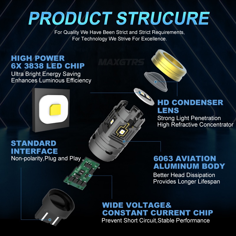 2 Đèn LED tín hiệu đuôi xe hơi MAXGTRS thích hợp cho MAXGTRS P21/5W BAY15D 7443 W21/5W 1157 12V