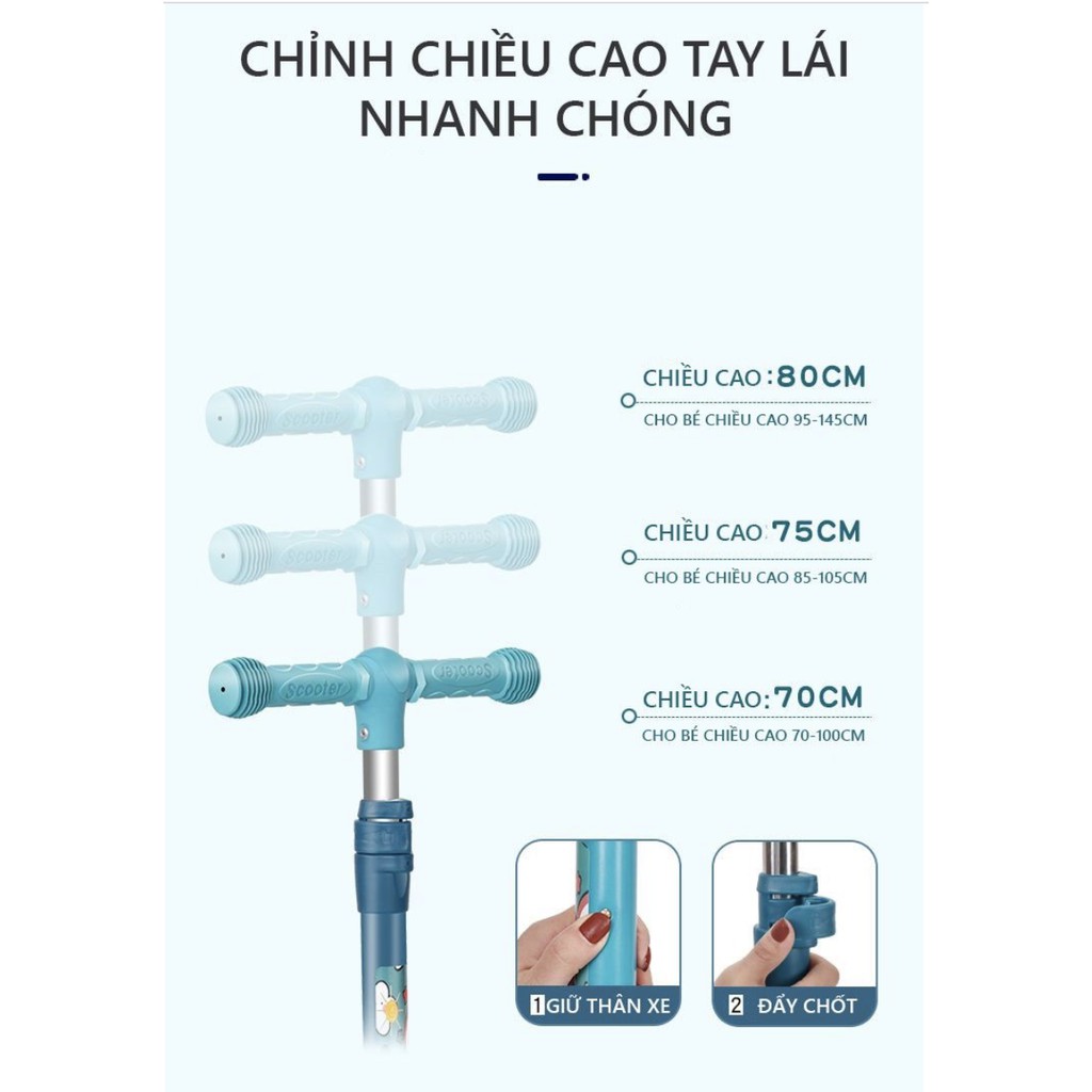 Xe Scooter 3 In 1 Có Nhạc - Đèn - Chòi Chân Chịu Lực 100Kg