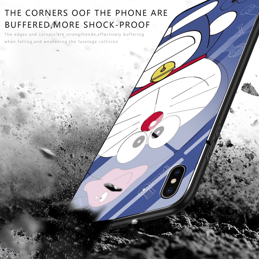 Ốp Điện Thoại Mặt Kính Cường Lực Hình Doraemon Cho Xiaomi Redmi Note 11 4G 5G Note 11S Note11 Pro 5G
