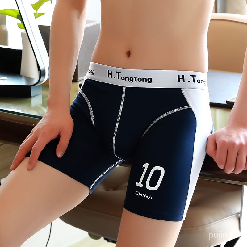 Quần Lót Boxer Cotton Dài Chống Mài Mòn In Họa Tiết Cho Nam # Zql12