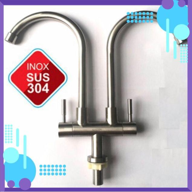 Vòi chén lạnh 2 cần inox 304