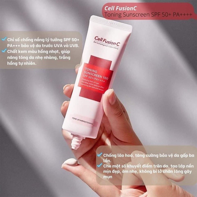 Kem chống nắng Cell Fusion C, nâng tông cho da nhạy cảm 50ml