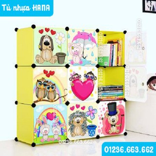 Tủ thông minh 9 ô Homie lắp ghép đa năng (màu chuối - cửa trái tim)