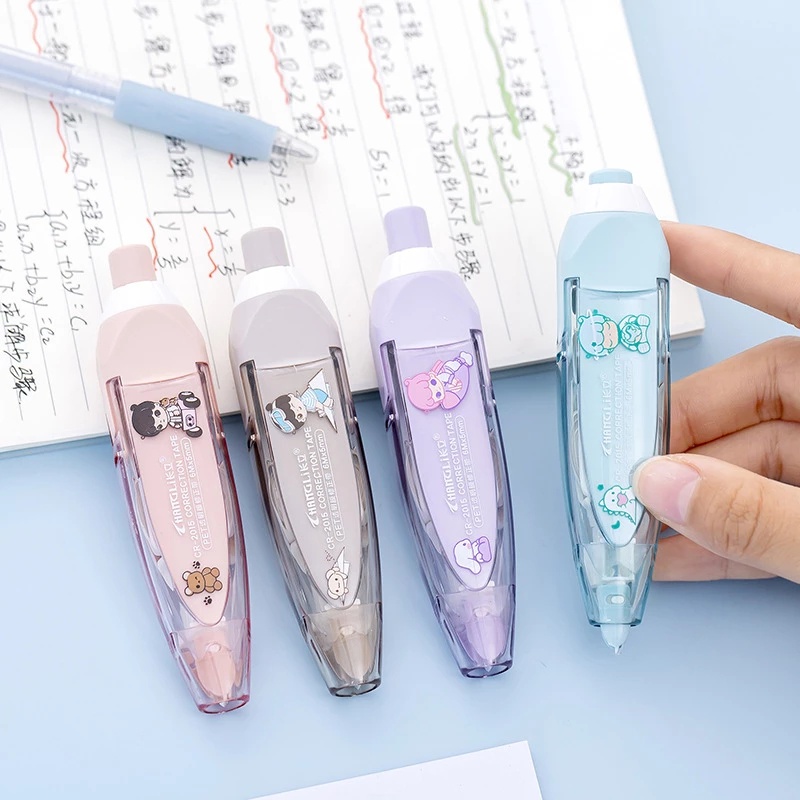 Bút Xóa Kéo / Chỉnh Sửa Dạng Tấm Phim PET Trong Suốt Họa Tiết Hoạt Hình Dễ Thương Nhỏ Gọn Tiện Lợi Dành Cho Học Sinh