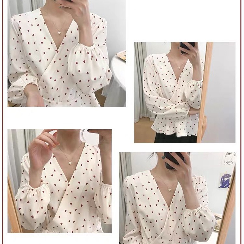 Vòng cổ Mặt Hình Trái Tim Lớn Đính Ngọc Trai Đơn Giản Ngọt Ngào Phong Cách Hàn Quốc