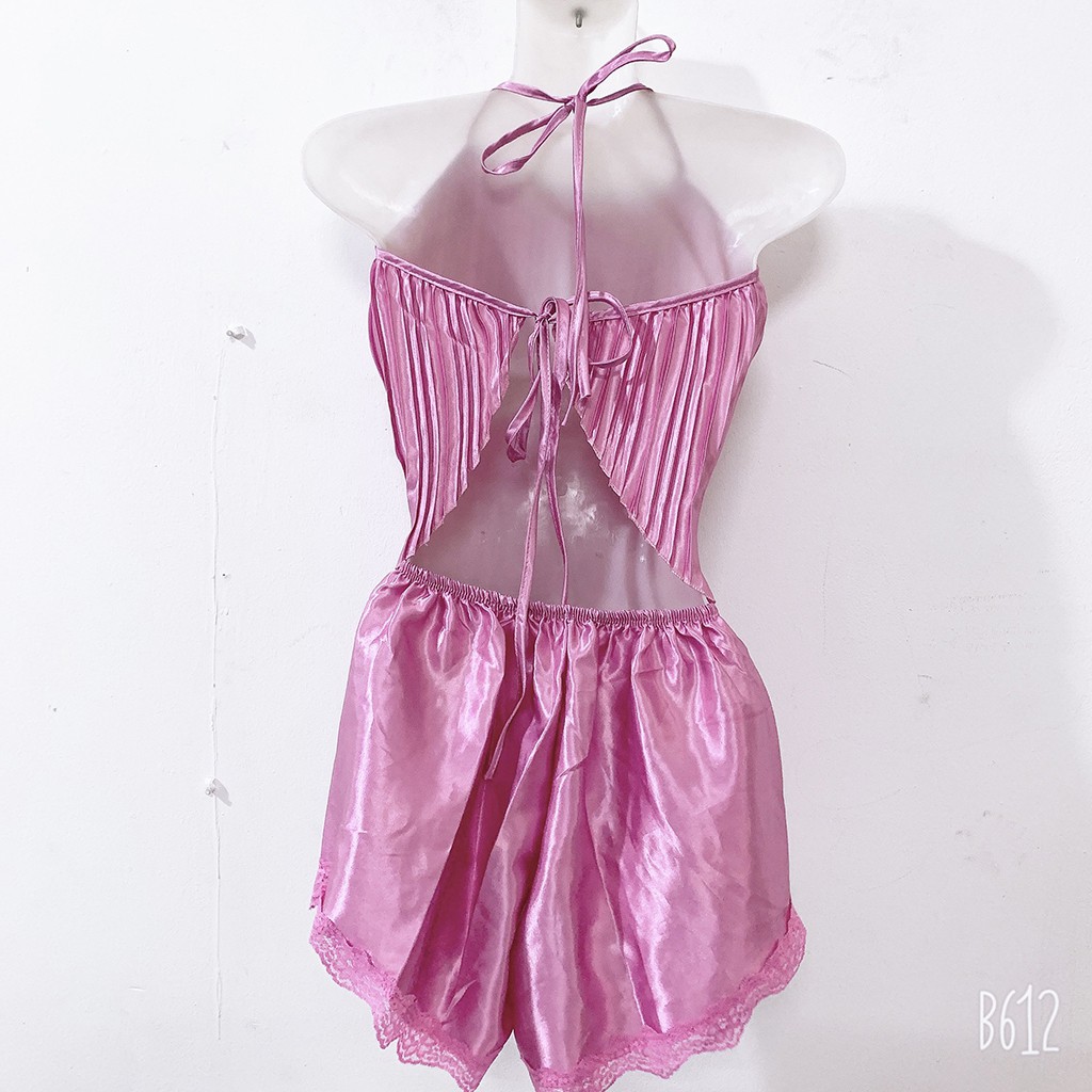 Đồ ngủ nữ Denya dạng yếm dập li xinh xắn chất liệu lụa phi mềm mịn DN30 | BigBuy360 - bigbuy360.vn