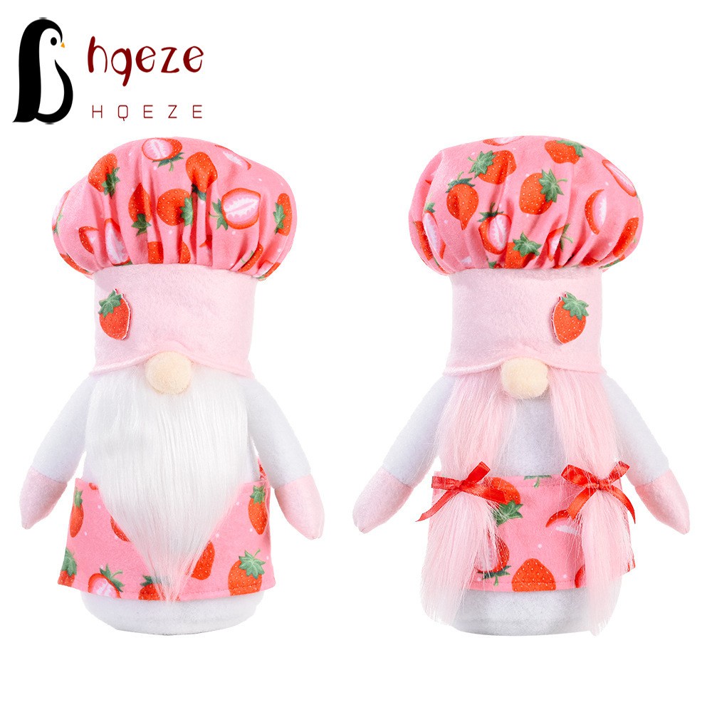 HQEZE Plush Elf Decoration with Strawberry Chef' Gnome Shaped Cute Unique Colorful Simple for Birthday Home Office Display @VN