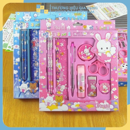 Dụng Cụ Học 9 Món Tập  Họa Tiết Thú Hoạt Hình Xinh Xắn Dễ Thương Cho Bé 88022 Lamon Store