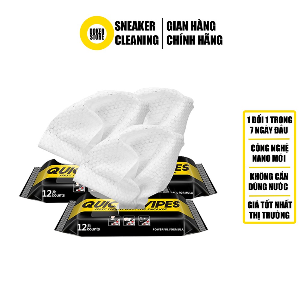 Khăn lau giày Quick Wipes vệ sinh giày sneaker không cần giặt 12 khăn - 80 khăn