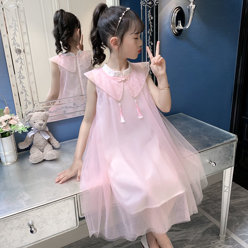 áo bé gái size đạiváy dàiஐCô gái Hanfu váy mùa hè 2021 mới siêu cổ tích nước ngoài gạc phong cách Trung Qu