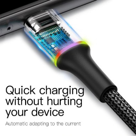 Cáp Sạc Nhanh 2.4A Baseus Halo Data Cable USB To Lightning Có Đèn LED Cho Iphone XS Max XR X 8 7 6 6S 5 5S SE Ipad