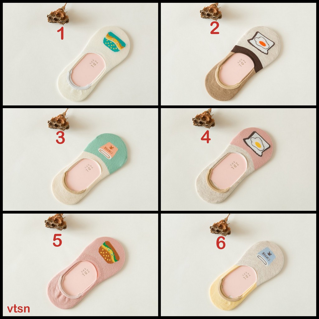 Tất Lười Nữ Hoạ Tiết Đồ Ăn Nhiều Màu