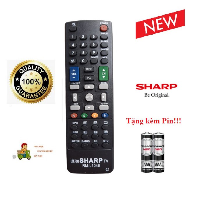 Điều khiển Tivi Sharp RM-L1046 - Hàng tốt Tặng kèm Pin!!!