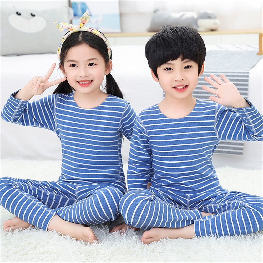 Bộ Đồ Ngủ 100% Cotton Họa Tiết Sọc Ngang Dành Cho Bé Trai 3-10 Tuổi