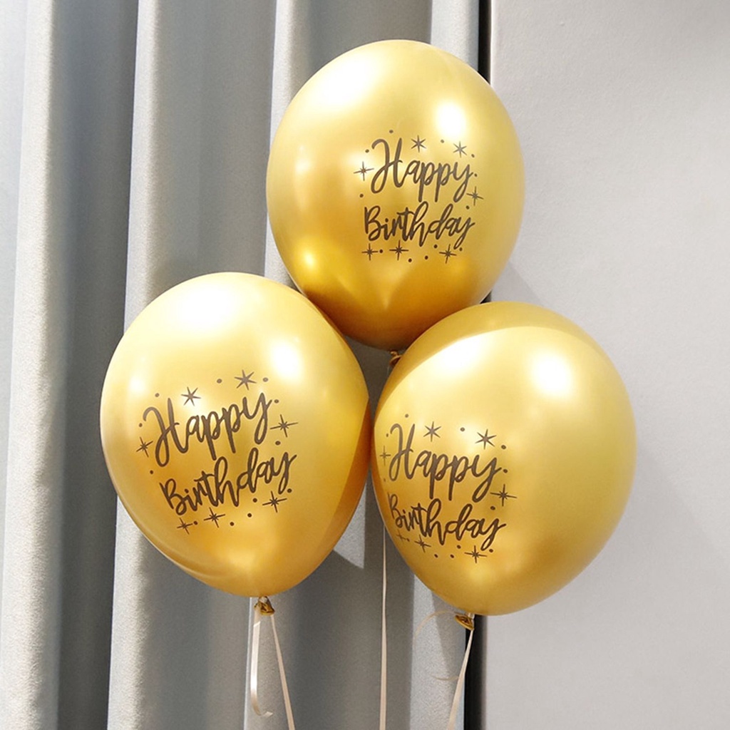 Set 10 Bong Bóng Chữ Happy Birthday 12 &quot;Nhiều Màu Sắc Trang Trí Tiệc