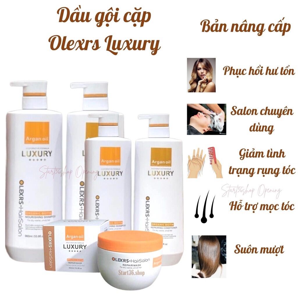 Dầu gội collagen dầu gội cặp Olexrs Luxury bản nâng cấp hỗ trợ mọc tóc, ngăn rụng tóc, phục hồi hư tổn, thơm lâu