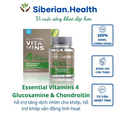 Thực phẩm bảo vệ sức khỏe Essential Vitamins 4 Glucosamine & Chondroitin – 60 viên – Date T3/2023