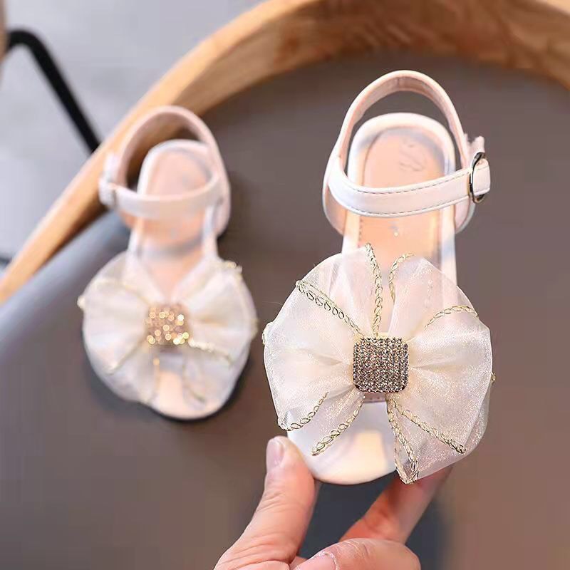 xăng đan bé gái  dép cho bé đi mùa hè nơ bánh bèo siêu điệu êm chân có quai dán chống tuột yy775