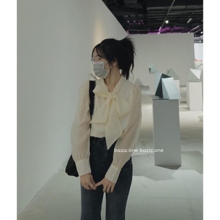 Áo voan tơ thắt nơ ngực Bazic one